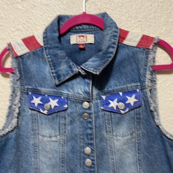 L.e.i Vintage Juniors Stars & Stripes Snap Vest.  Very Good Condition. Size L. - Picture 2 of 10